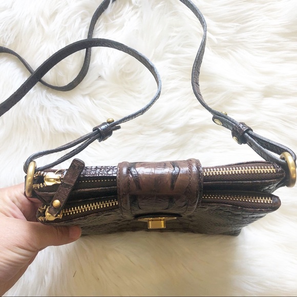 Brahmin Melbourne Mojito Brown Croc Crossbody Bag - Picture 5 of 9